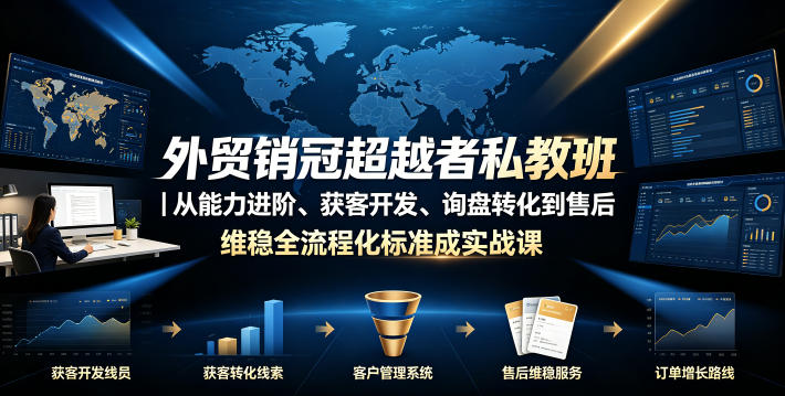 外贸销冠超越者私教班｜从能力进阶、获客开发、询盘转化到售后维稳全流程标准化成交实战课力繁信息站-闲云创业网-老谢轻创网-中创网-福缘网-冒泡网-资源之家-魔方项目库力繁信息站