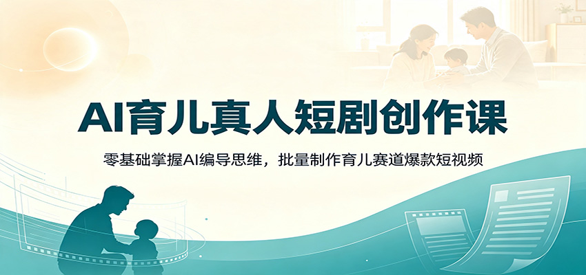 AI育儿真人短剧创作课：零基础掌握AI编导思维，批量制作育儿赛道爆款短视频力繁信息站-闲云创业网-老谢轻创网-中创网-福缘网-冒泡网-资源之家-魔方项目库力繁信息站