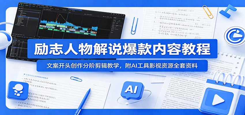励志人物解说爆款内容教程:文案开头创作分阶剪辑教学,附AI 工具影视资源全套资料力繁信息站-闲云创业网-老谢轻创网-中创网-福缘网-冒泡网-资源之家-魔方项目库力繁信息站