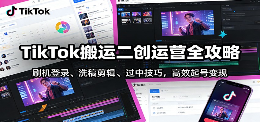 TikTok搬运二创运营全攻略：刷机登录、洗稿剪辑 、过中技巧，高效起号变现力繁信息站-闲云创业网-老谢轻创网-中创网-福缘网-冒泡网-资源之家-魔方项目库力繁信息站