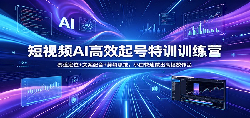 短视频AI高效起号特训训练营：赛道定位+文案配音+剪辑思维，小白快速做出高播放作品力繁信息站-闲云创业网-老谢轻创网-中创网-福缘网-冒泡网-资源之家-魔方项目库力繁信息站