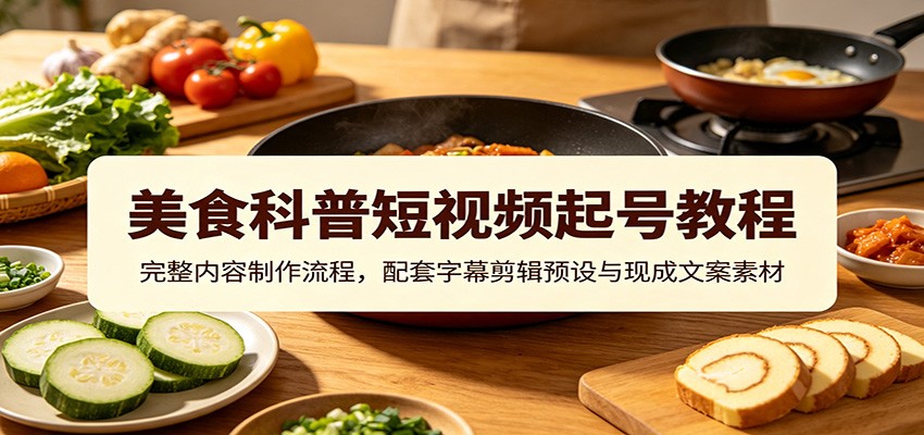 美食科普短视频起号教程：完整内容制作流程，配套字幕剪辑预设与现成文案素材力繁信息站-闲云创业网-老谢轻创网-中创网-福缘网-冒泡网-资源之家-魔方项目库力繁信息站