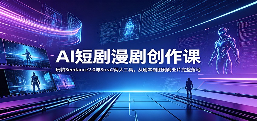 AI短剧漫剧创作课：玩转Seedance2.0与 Sora2两大工具，从剧本制图到商业片完整落地力繁信息站-闲云创业网-老谢轻创网-中创网-福缘网-冒泡网-资源之家-魔方项目库力繁信息站