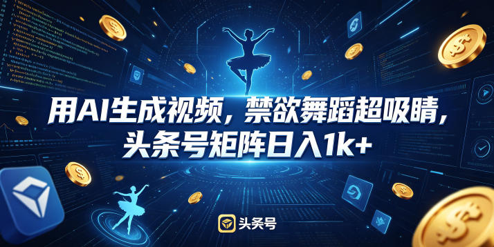 用AI生成视频，禁欲舞蹈超吸睛，头条号矩阵日入1k+力繁信息站-闲云创业网-老谢轻创网-中创网-福缘网-冒泡网-资源之家-魔方项目库力繁信息站