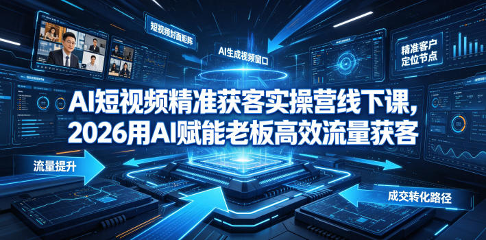 AI短视频精准获客实操营6月10-14号线下课，2026用AI赋能老板高效流量获客力繁信息站-闲云创业网-老谢轻创网-中创网-福缘网-冒泡网-资源之家-魔方项目库力繁信息站