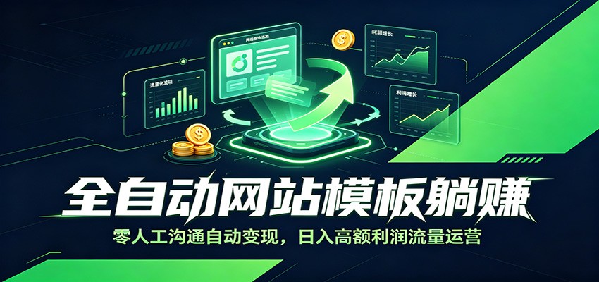 全自动网站模板躺赚：零人工沟通自动变现，日入高额利润流量运营力繁信息站-闲云创业网-老谢轻创网-中创网-福缘网-冒泡网-资源之家-魔方项目库力繁信息站