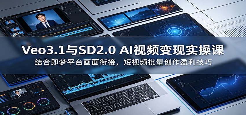Veo3.1与SD2.0 AI视频变现实操课课：结合即梦平台画面衔接，短视频批量创作盈利技巧力繁信息站-闲云创业网-老谢轻创网-中创网-福缘网-冒泡网-资源之家-魔方项目库力繁信息站