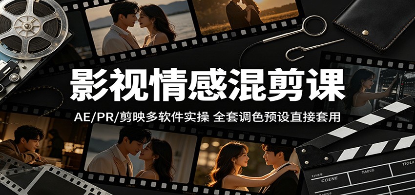 影视情感混剪课:AE/PR/剪映多软件实操,全套调色预设直接套用力繁信息站-闲云创业网-老谢轻创网-中创网-福缘网-冒泡网-资源之家-魔方项目库力繁信息站