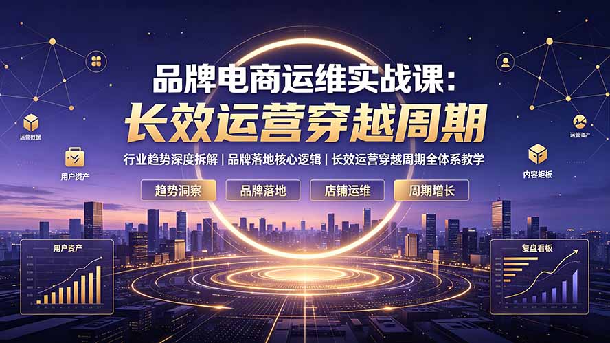 品牌电商运维实战课:行业趋势深度拆解|品牌落地核心逻辑|长效运营穿越周期全体系教学力繁信息站-闲云创业网-老谢轻创网-中创网-福缘网-冒泡网-资源之家-魔方项目库力繁信息站