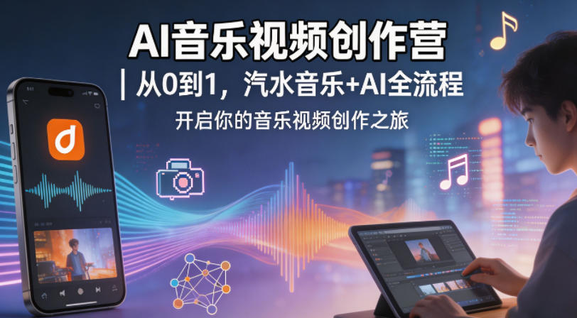 AI音乐视频创作营｜从0到1，汽水音乐+AI全流程，开启你的音乐视频创作之旅力繁信息站-闲云创业网-老谢轻创网-中创网-福缘网-冒泡网-资源之家-魔方项目库力繁信息站