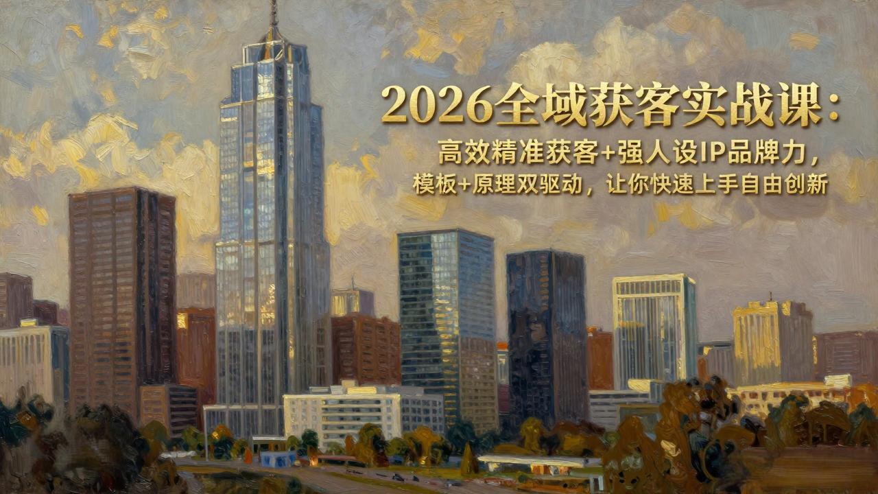 2026全域获客实战课：高效精准获客+强人设IP品牌力，模板+原理双驱动，让你快速上手自由创新力繁信息站-闲云创业网-老谢轻创网-中创网-福缘网-冒泡网-资源之家-魔方项目库力繁信息站