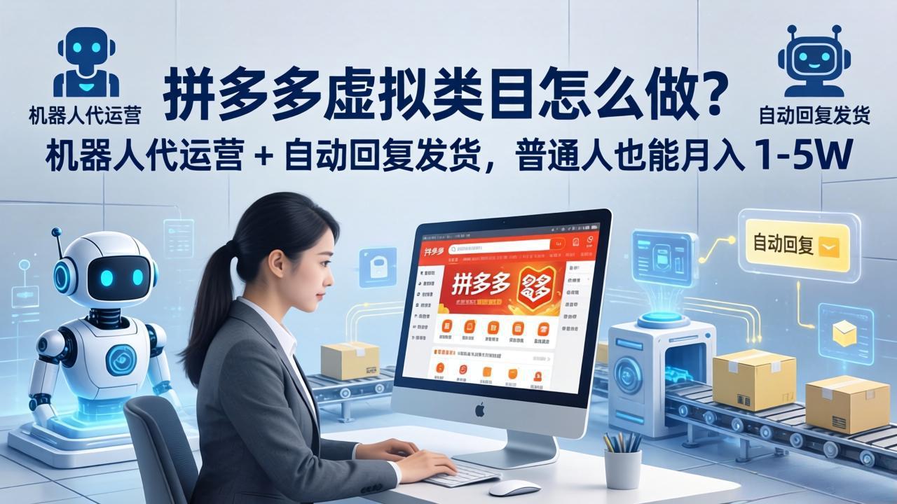 拼多多虚拟类目怎么做？机器人代运营 + 自动回复发货，普通人也能月入 1-5W力繁信息站-闲云创业网-老谢轻创网-中创网-福缘网-冒泡网-资源之家-魔方项目库力繁信息站