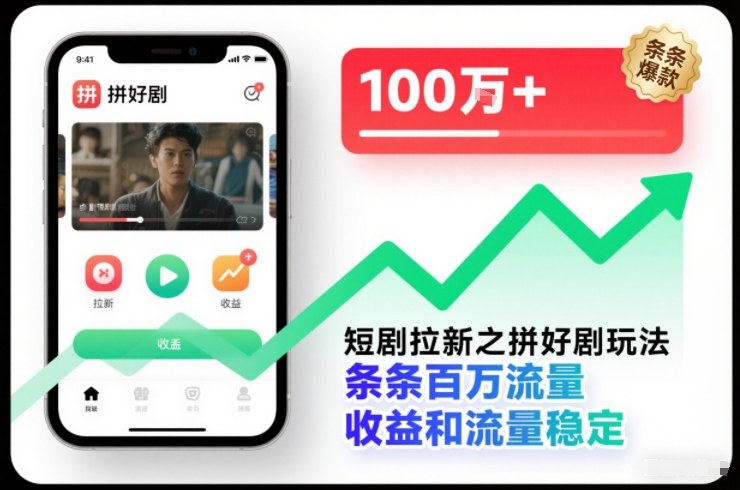 短剧拉新之拼好剧玩法，条条百万流量，收益和流量稳定力繁信息站-闲云创业网-老谢轻创网-中创网-福缘网-冒泡网-资源之家-魔方项目库力繁信息站