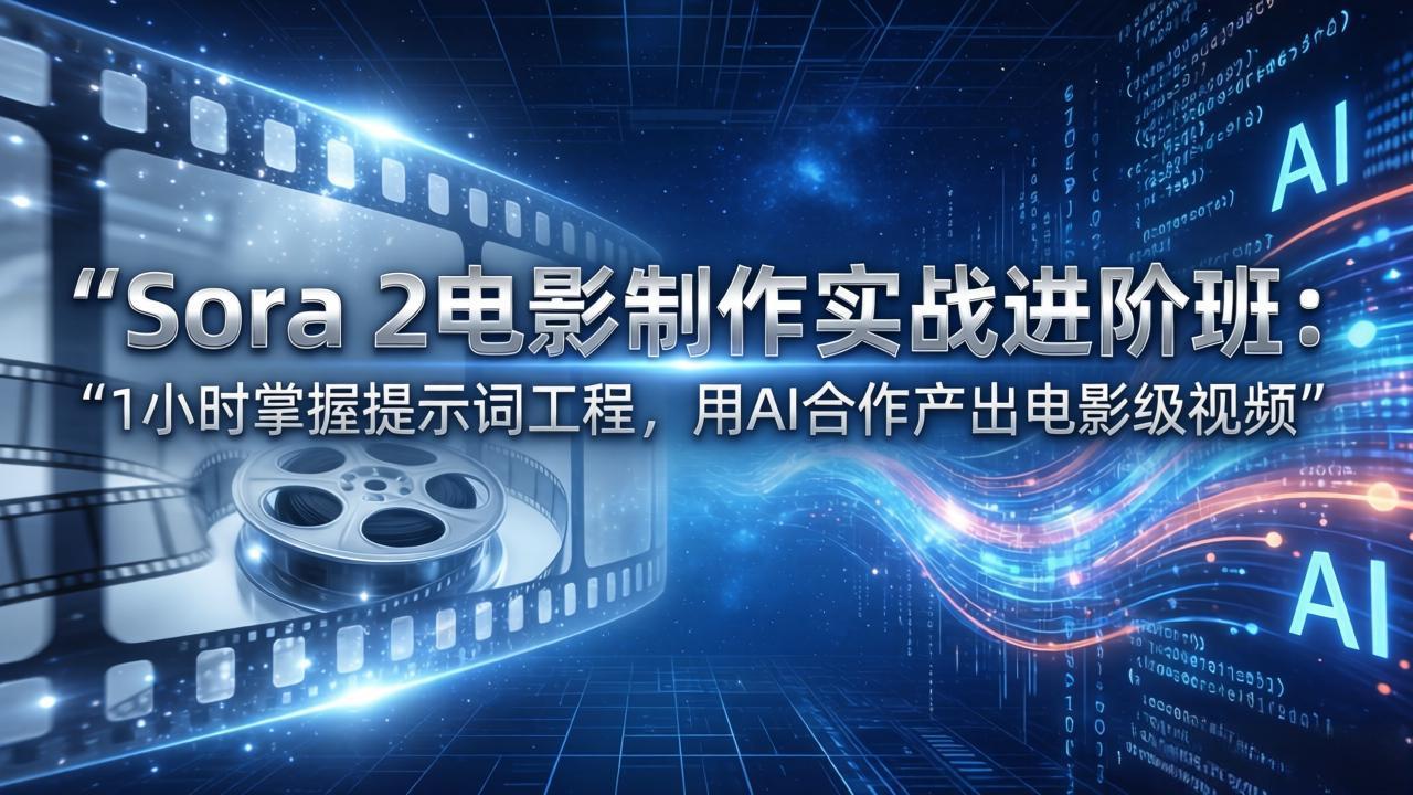 Sora 2电影制作实战进阶班：1小时掌握提示词工程，用AI合作产出电影级视频力繁信息站-闲云创业网-老谢轻创网-中创网-福缘网-冒泡网-资源之家-魔方项目库力繁信息站