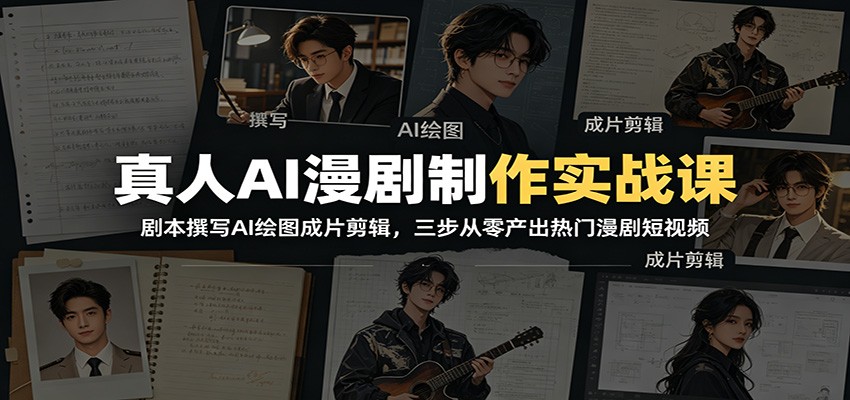 真人AI漫剧制作实战课：剧本撰写AI绘图成片剪辑，三步从零产出热门漫剧短视频力繁信息站-闲云创业网-老谢轻创网-中创网-福缘网-冒泡网-资源之家-魔方项目库力繁信息站