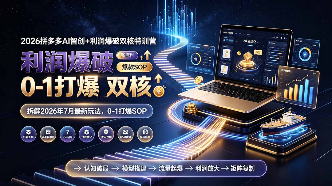 2026拼多多AI智创+利润爆破双核特训营-拆解2026年7月最新玩法,0-1打爆SOP力繁信息站-闲云创业网-老谢轻创网-中创网-福缘网-冒泡网-资源之家-魔方项目库力繁信息站