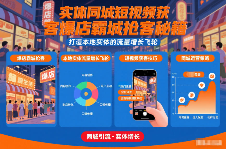 实体同城短视频获客爆店霸城抢客秘籍，打造本地实体的流量增长飞轮力繁信息站-闲云创业网-老谢轻创网-中创网-福缘网-冒泡网-资源之家-魔方项目库力繁信息站