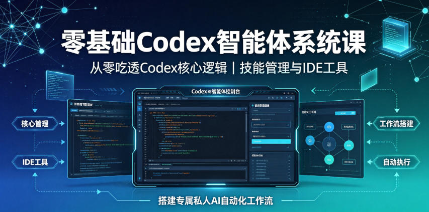 零基础Codex智能体系统课|从零吃透Codex核心逻辑、技能管理与IDE工具,搭建专属私人AI自动化工作流力繁信息站-闲云创业网-老谢轻创网-中创网-福缘网-冒泡网-资源之家-魔方项目库力繁信息站