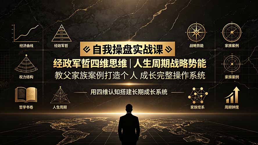 自我操盘实战课：经政军哲四维思维｜人生周期战略势能｜教父家族案例打造个人成长完整操作系统力繁信息站-闲云创业网-老谢轻创网-中创网-福缘网-冒泡网-资源之家-魔方项目库力繁信息站
