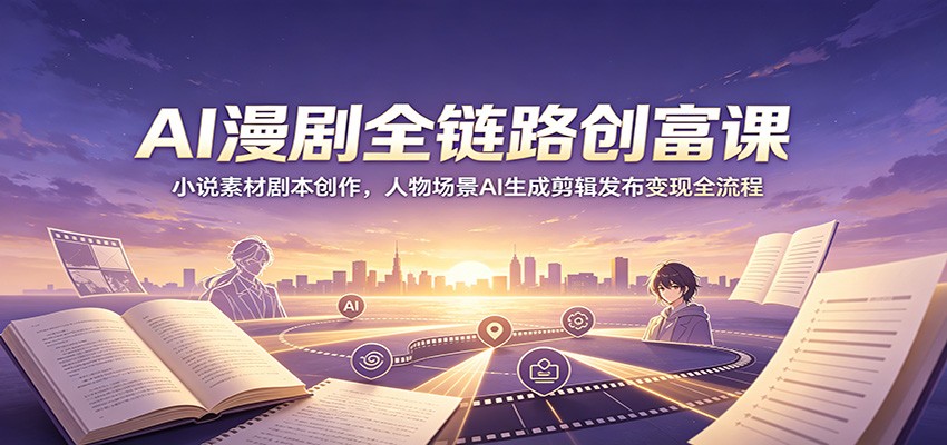 AI漫剧全链路创富课：小说素材剧本创作，人物场景AI生成剪辑发布变现全流程力繁信息站-闲云创业网-老谢轻创网-中创网-福缘网-冒泡网-资源之家-魔方项目库力繁信息站