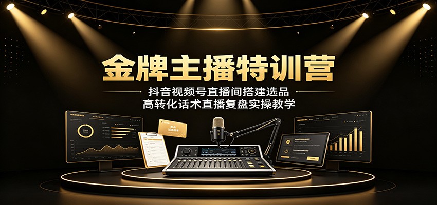金牌主播特训营:抖音视频号直播间搭建选品,高转化话术直播复盘实操教学力繁信息站-闲云创业网-老谢轻创网-中创网-福缘网-冒泡网-资源之家-魔方项目库力繁信息站