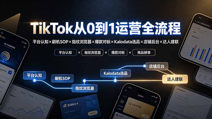 TikTok从0到1运营全流程:平台认知×刷机SOP×指纹浏览器×爆款对标×Kalodata选品×店铺后台×达人建联力繁信息站-闲云创业网-老谢轻创网-中创网-福缘网-冒泡网-资源之家-魔方项目库力繁信息站