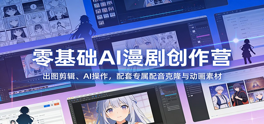 零基础AI漫剧创作营：出图剪辑、AI操作，配套专属配音克隆与动画素材力繁信息站-闲云创业网-老谢轻创网-中创网-福缘网-冒泡网-资源之家-魔方项目库力繁信息站