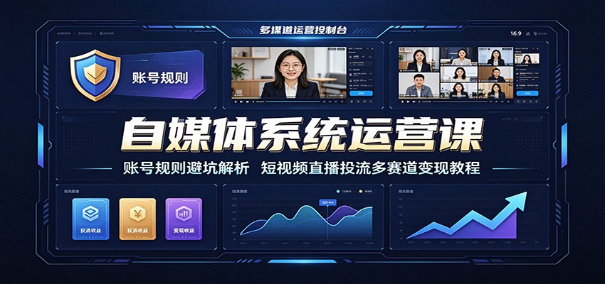 自媒体系统运营课:账号规则避坑解析,短视频直播投流多赛道变现教程力繁信息站-闲云创业网-老谢轻创网-中创网-福缘网-冒泡网-资源之家-魔方项目库力繁信息站