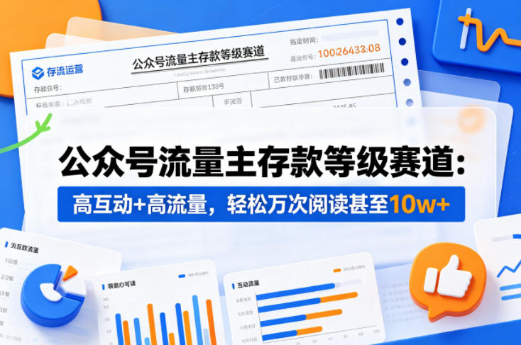 公众号流量主之存款等级赛道，高互动+高流量，轻松达到万次阅读，甚至10w+力繁信息站-闲云创业网-老谢轻创网-中创网-福缘网-冒泡网-资源之家-魔方项目库力繁信息站