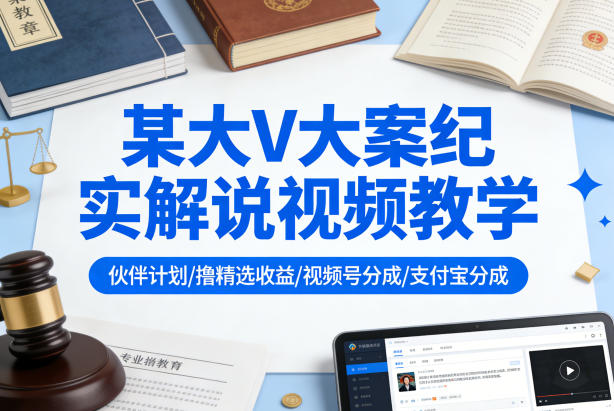 某大V大案纪实解说视频教学,可做伙伴计划、撸精选收益,视频号和支付宝分成计划均可力繁信息站-闲云创业网-老谢轻创网-中创网-福缘网-冒泡网-资源之家-魔方项目库力繁信息站