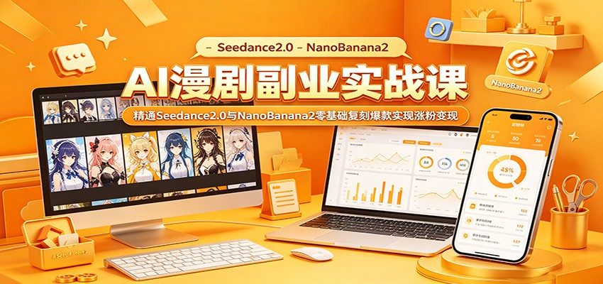 AI漫剧副业实战课:精通Seedance2.0与NanoBanana2零基础复刻爆款实现涨粉变现力繁信息站-闲云创业网-老谢轻创网-中创网-福缘网-冒泡网-资源之家-魔方项目库力繁信息站
