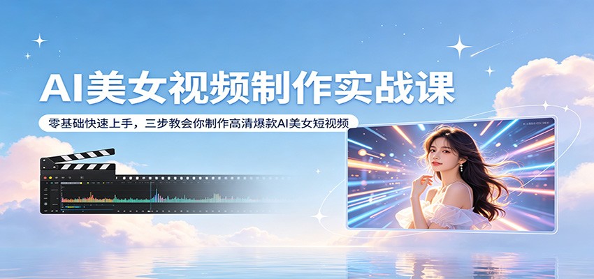 AI美女视频制作实战课:零基础快速上手,三步教会你制作高清爆款AI美女短视频力繁信息站-闲云创业网-老谢轻创网-中创网-福缘网-冒泡网-资源之家-魔方项目库力繁信息站