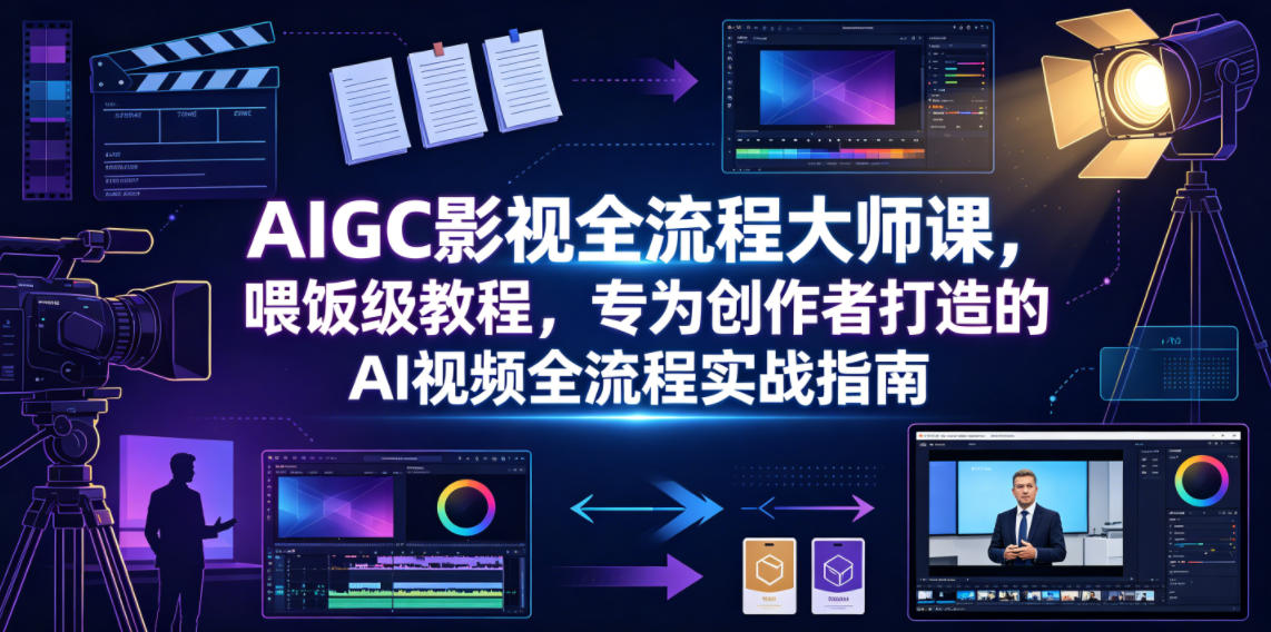 AIGC影视全流程大师课,喂饭级教程,专为创作者打造的AI视频全流程实战指南力繁信息站-闲云创业网-老谢轻创网-中创网-福缘网-冒泡网-资源之家-魔方项目库力繁信息站