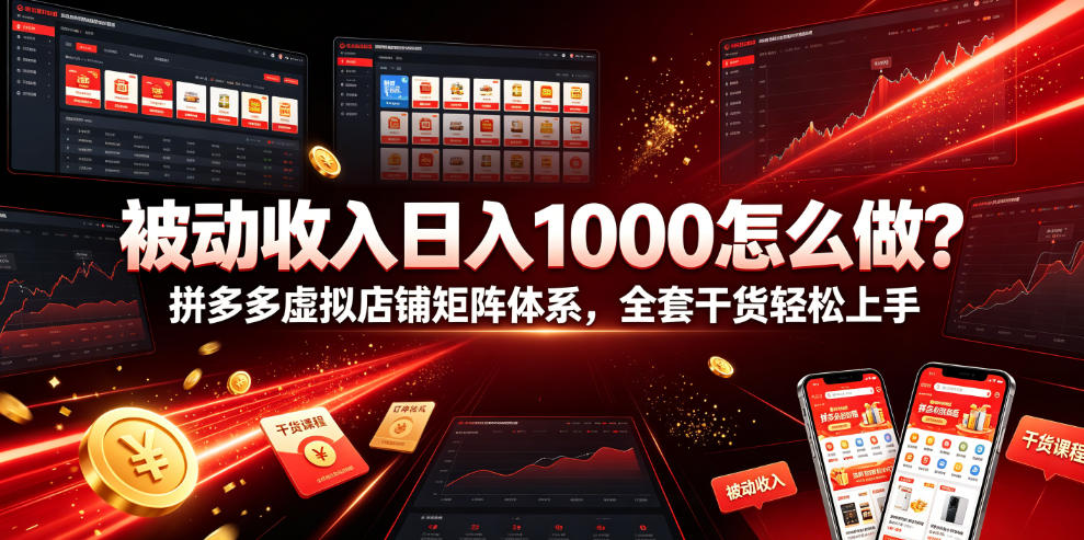 被动收入日入1000怎么做？拼多多虚拟店铺矩阵体系，全套干货轻松上手【揭秘】力繁信息站-闲云创业网-老谢轻创网-中创网-福缘网-冒泡网-资源之家-魔方项目库力繁信息站