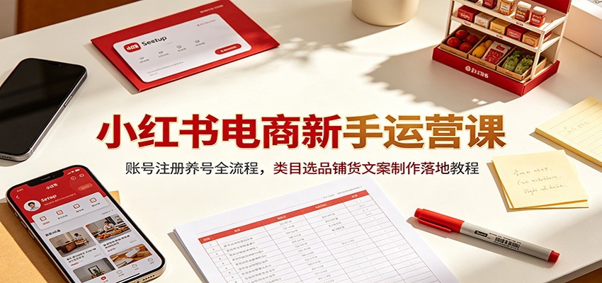 小红书电商新手运营课:账号注册养号全流程,类目选品铺货文案制作落地教程力繁信息站-闲云创业网-老谢轻创网-中创网-福缘网-冒泡网-资源之家-魔方项目库力繁信息站