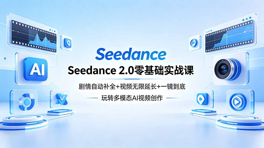 Seedance 2.0零基础实战课：剧情自动补全+视频无限延长+一镜到底：玩转多模态AI视频创作力繁信息站-闲云创业网-老谢轻创网-中创网-福缘网-冒泡网-资源之家-魔方项目库力繁信息站