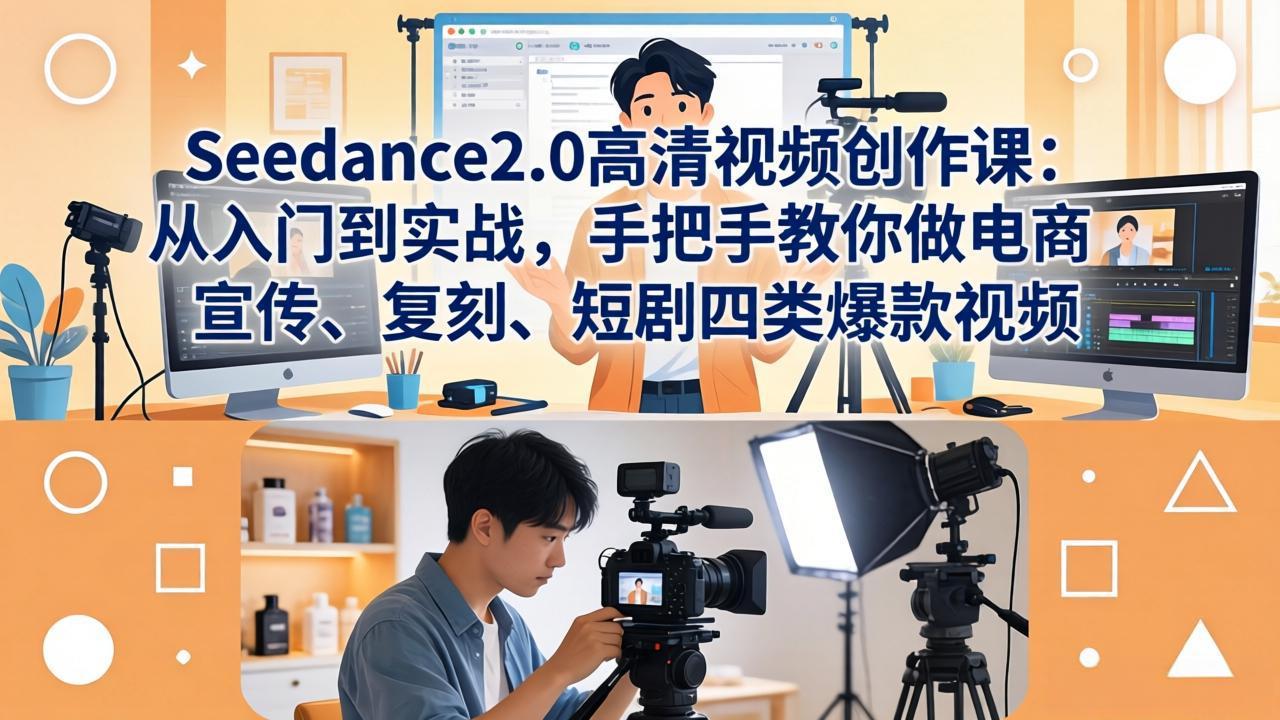 Seedance2.0高清视频创作课:从入门到实战,手把手教你做电商、宣传、复刻、短剧四类爆款视频力繁信息站-闲云创业网-老谢轻创网-中创网-福缘网-冒泡网-资源之家-魔方项目库力繁信息站