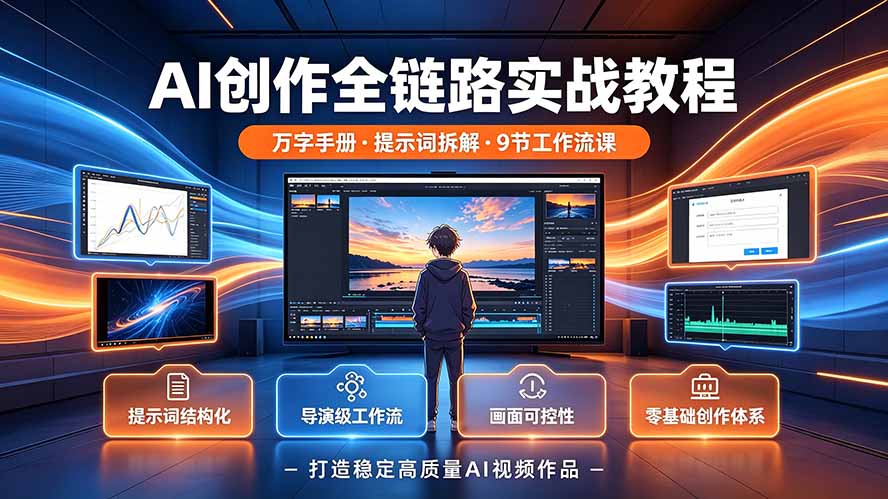 AI创作全链路实战教程|万字手册·提示词拆解·9节工作流课,打造稳定高质量AI视频作品力繁信息站-闲云创业网-老谢轻创网-中创网-福缘网-冒泡网-资源之家-魔方项目库力繁信息站
