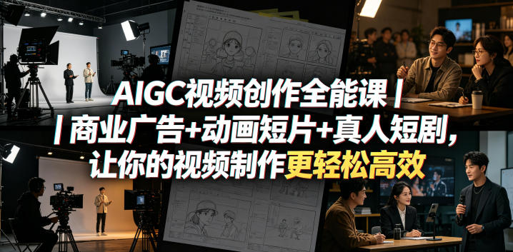 AIGC视频创作全能课｜商业广告+动画短片+真人短剧，让你的视频制作更轻松高效力繁信息站-闲云创业网-老谢轻创网-中创网-福缘网-冒泡网-资源之家-魔方项目库力繁信息站