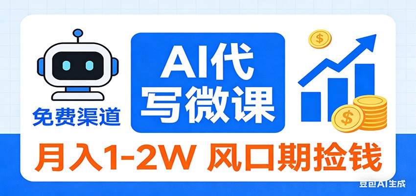 2026告别打工！AI 代写微课，提供免费渠道，月入 1-2W 风口期捡钱力繁信息站-闲云创业网-老谢轻创网-中创网-福缘网-冒泡网-资源之家-魔方项目库力繁信息站