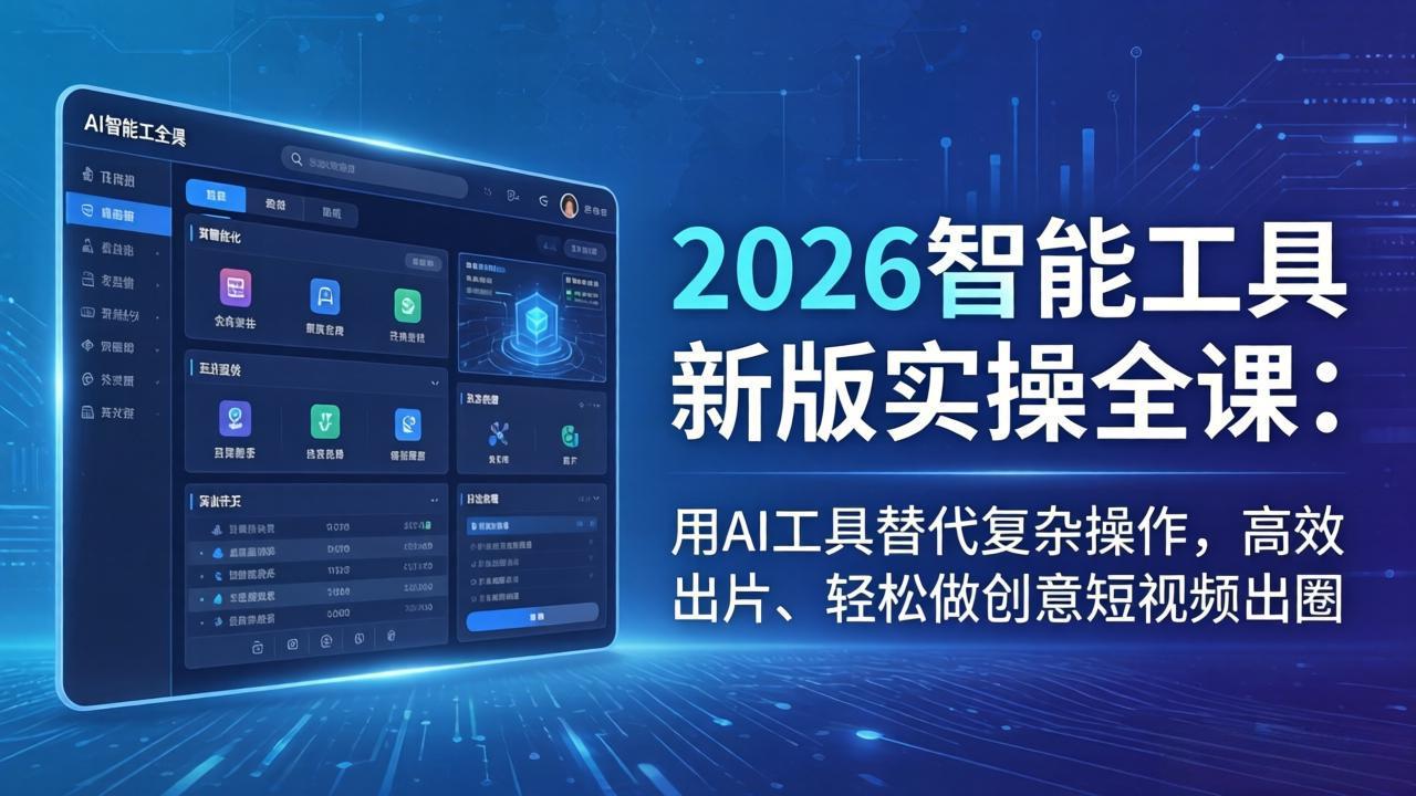 2026智能工具新版实操全课:用AI工具替代复杂操作,高效出片、轻松做创意短视频出圈力繁信息站-闲云创业网-老谢轻创网-中创网-福缘网-冒泡网-资源之家-魔方项目库力繁信息站