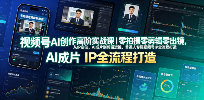 视频号AI创作高阶实战课｜零拍摄零剪辑零出镜，从IP定位、AI成片到剪辑运维，普通人专属视频号IP全流程打造力繁信息站-闲云创业网-老谢轻创网-中创网-福缘网-冒泡网-资源之家-魔方项目库力繁信息站