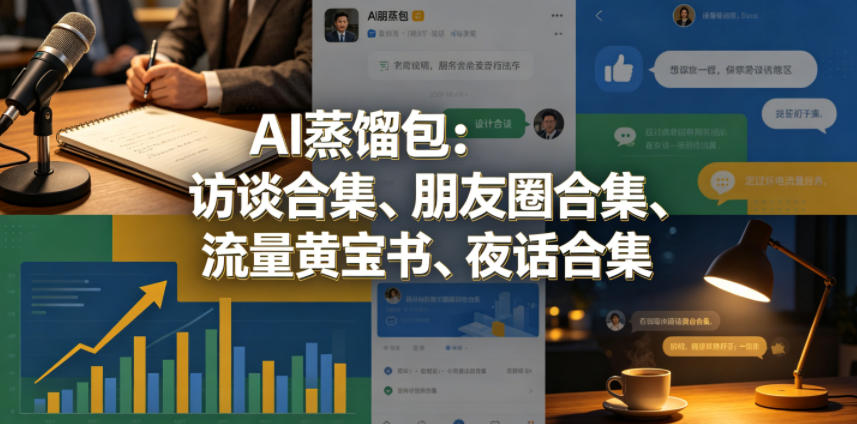 AI蒸馏包：访谈合集、朋友圈合集、流量黄宝书、夜话合集【文档】力繁信息站-闲云创业网-老谢轻创网-中创网-福缘网-冒泡网-资源之家-魔方项目库力繁信息站