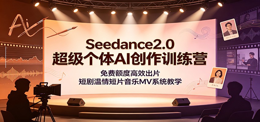 Seedance2.0超级个体AI创作训练营:免费额度高效出片,短剧温情短片音乐MV系统教学力繁信息站-闲云创业网-老谢轻创网-中创网-福缘网-冒泡网-资源之家-魔方项目库力繁信息站