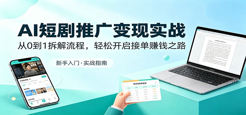 AI短剧推广变现实战：从0到1拆解流程，轻松开启接单赚钱之路力繁信息站-闲云创业网-老谢轻创网-中创网-福缘网-冒泡网-资源之家-魔方项目库力繁信息站