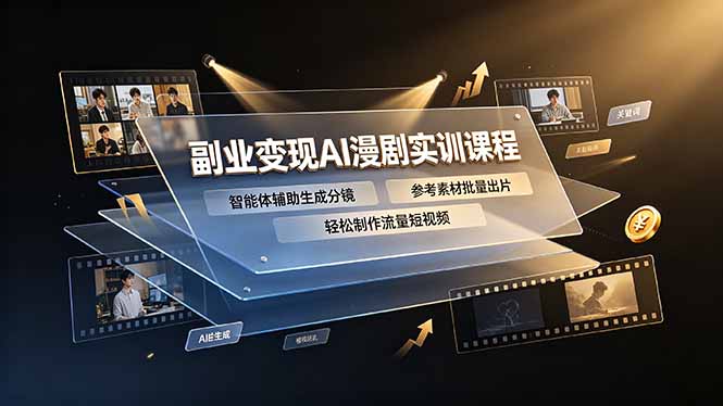 副业变现AI漫剧实训课程,智能体辅助生成分镜,参考素材批量出片,轻松制作流量短视频力繁信息站-闲云创业网-老谢轻创网-中创网-福缘网-冒泡网-资源之家-魔方项目库力繁信息站