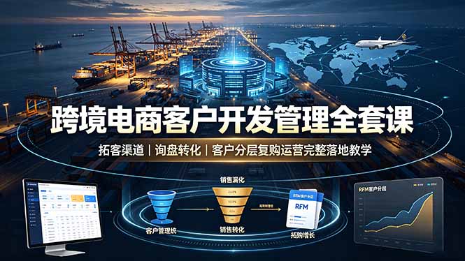 跨境电商客户开发管理全套课·拓客渠道|询盘转化|客户分层复购运营完整落地教学力繁信息站-闲云创业网-老谢轻创网-中创网-福缘网-冒泡网-资源之家-魔方项目库力繁信息站