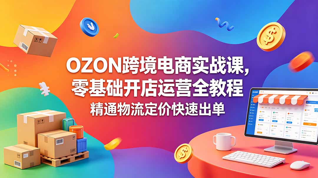 OZON 跨境电商实战课,零基础开店运营全教程,精通物流定价快速出单力繁信息站-闲云创业网-老谢轻创网-中创网-福缘网-冒泡网-资源之家-魔方项目库力繁信息站