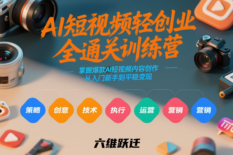 AI短视频轻创业全通关训练营，掌握爆款AI短视频内容创作，从入门新手到平稳变现的六维跃迁力繁信息站-闲云创业网-老谢轻创网-中创网-福缘网-冒泡网-资源之家-魔方项目库力繁信息站