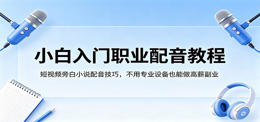小白入门职业配音教程，短视频旁白小说配音技巧，不用专业设备也能做高薪副业力繁信息站-闲云创业网-老谢轻创网-中创网-福缘网-冒泡网-资源之家-魔方项目库力繁信息站
